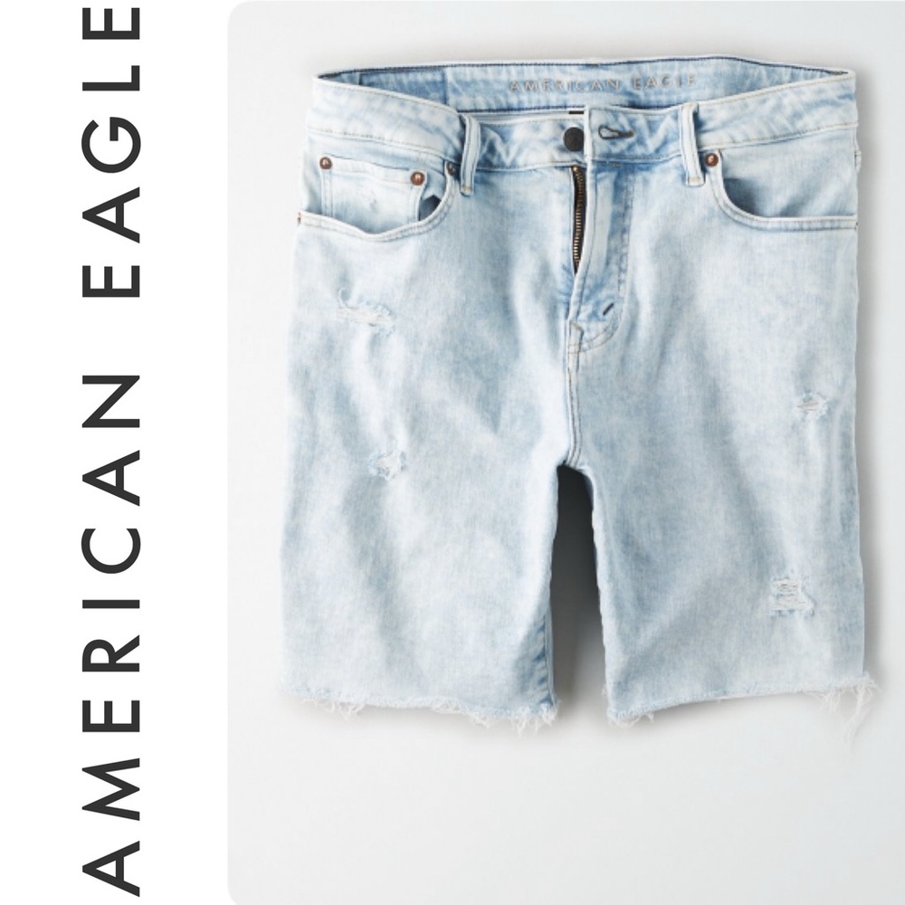 EUC {AMERICAN EAGLE} Men’s Airflex Athletic Denim Shorts, Light Vintage, 33
